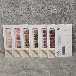 Lot Of 6 Color Street Real Nail Polish Strips Rose Paisley Tie Dye Swirl Gold